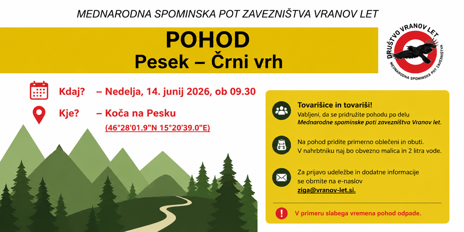 Pohod, Pesek - Črni vrh Pohod, Pesek - Črni vrh
