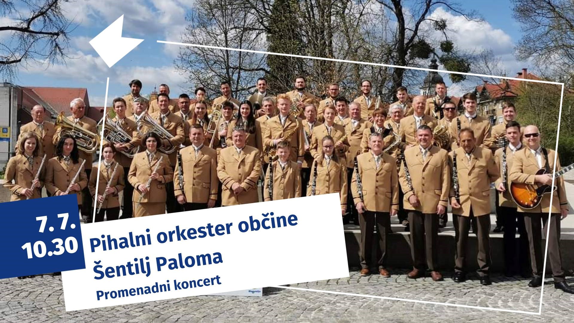 Pihalni orkester občine Šentilj Paloma v paviljonu mestnega parka