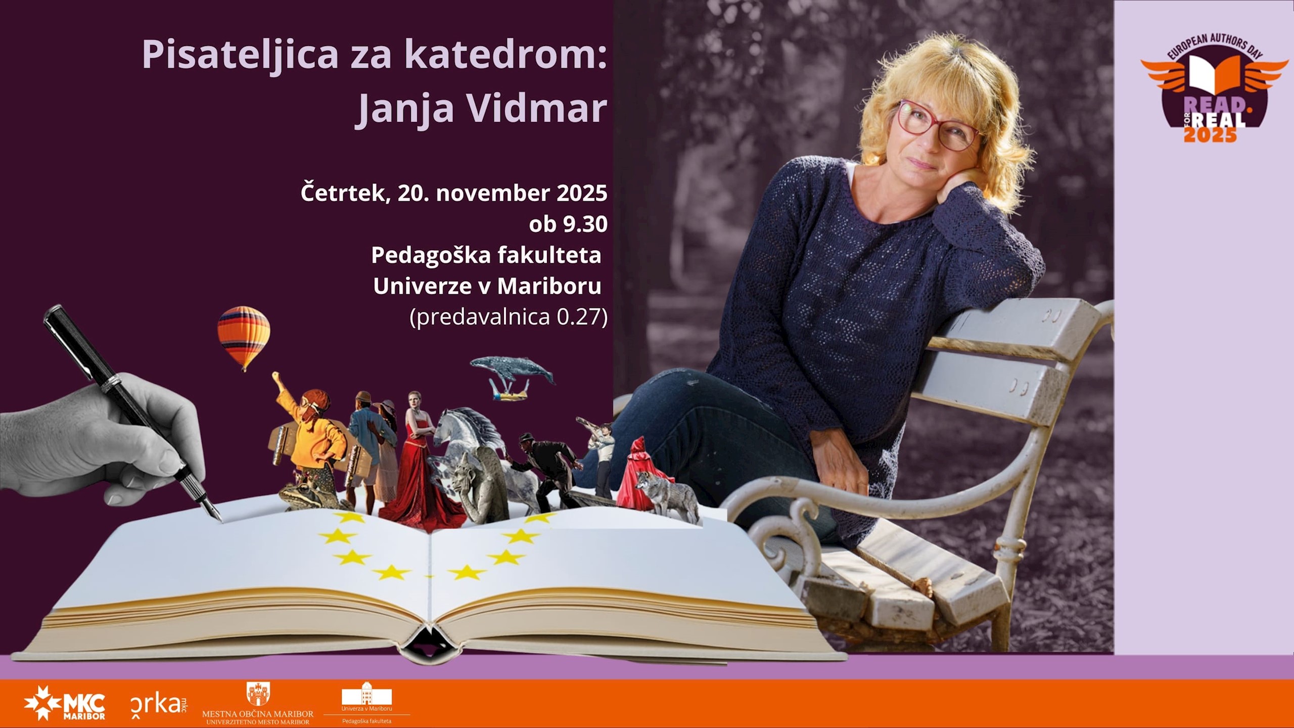 Pisateljica za katedrom: Janja Vidmar Pisateljica za katedrom: Janja Vidmar