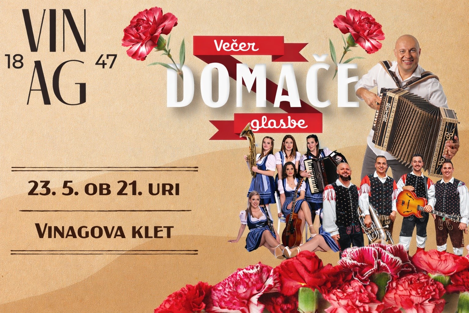 Večer domače glasbe v Vinagovi kleti
