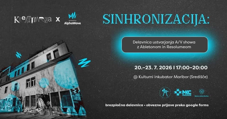 Sinhronizacija: delavnica ustvarjanja A/V showa z Abeltonom in Resolumeom Sinhronizacija: delavnica ustvarjanja A/V showa z Abeltonom in Resolumeom